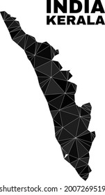 Low-poly Kerala State map. Polygonal Kerala State map vector is filled from scattered triangles. Triangulated Kerala State map polygonal collage for education illustrations.