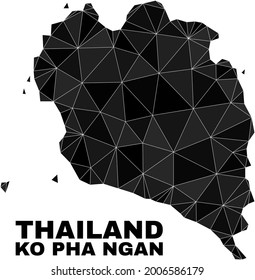 Low-poly Ko Pha Ngan map. Polygonal Ko Pha Ngan map vector combined of chaotic triangles. Triangulated Ko Pha Ngan map polygonal abstraction for patriotic illustrations.