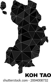 lowpoly Koh Tao map. Polygonal Koh Tao map vector is filled with chaotic triangles. Triangulated Koh Tao map polygonal abstraction for patriotic purposes.