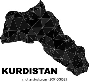 lowpoly Kurdistan map. Polygonal Kurdistan map vector is filled from random triangles. Triangulated Kurdistan map polygonal collage for political posters.