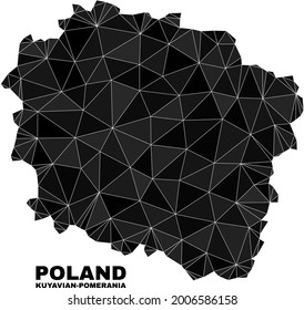 Low-poly Kuyavian-Pomeranian Voivodeship map. Polygonal Kuyavian-Pomeranian Voivodeship map vector is combined with randomized triangles.