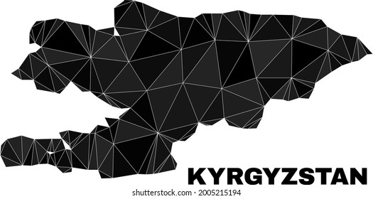 Low-poly Kyrgyzstan map. Polygonal Kyrgyzstan map vector is combined of chaotic triangles. Triangulated Kyrgyzstan map polygonal collage for education illustrations.