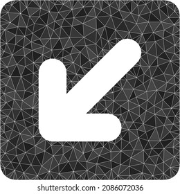 Die Icon-Illustration mit niedriger Poly nach unten wird aus zufällig gefüllten Dreiecken kombiniert. Dreieck links nach unten Richtung polygonal Symbol Vektorgrafik.