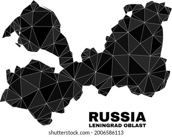 Low-poly Leningrad Region map. Polygonal Leningrad Region map vector is combined from random triangles. Triangulated Leningrad Region map polygonal model for political purposes.