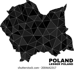 lowpoly Lesser Poland Voivodeship map. Polygonal Lesser Poland Voivodeship map vector is constructed of chaotic triangles.