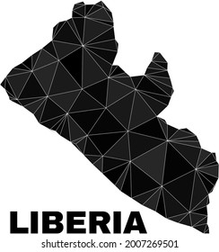 Low-Poly-Liberia-Karte. Der polygonal liberianische Kartenvektor wird mit zufälligen Dreiecken kombiniert. Triangulated Liberia Karte polygonal Collage für Bildungsvorlagen.