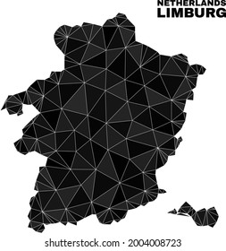 Low-poly Limburg Province map. Polygonal Limburg Province map vector is combined with scattered triangles. Triangulated Limburg Province map polygonal model for patriotic illustrations.