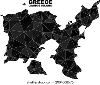 Low-poly Limnos Island map. Polygonal Limnos Island map vector combined from random triangles. Triangulated Limnos Island map polygonal model for patriotic templates.