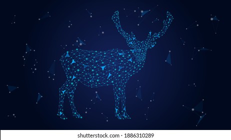 lowpoly line of a deer with geometric shapes