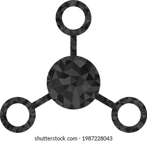 Low-poly links constructed with chaotic filled triangles. Triangle links polygonal 2d illustration. Links icon is filled with triangles. Flat geometric 2d modeling illustration based on links icon.