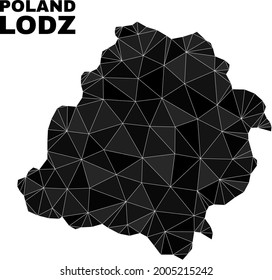 mapa de la voivodía de Lodz. Vector de mapa de voivodeship poligonal Lodz diseñado a partir de triángulos caóticos. Mapa de abstracción poligonal triangulada de la Voivodeship de Lodz para plantillas de educación.