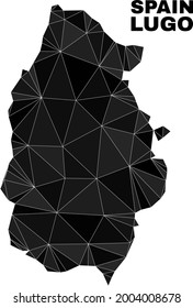 Low-poly Lugo Province map. Polygonal Lugo Province map vector combined with chaotic triangles. Triangulated Lugo Province map polygonal collage for political purposes.