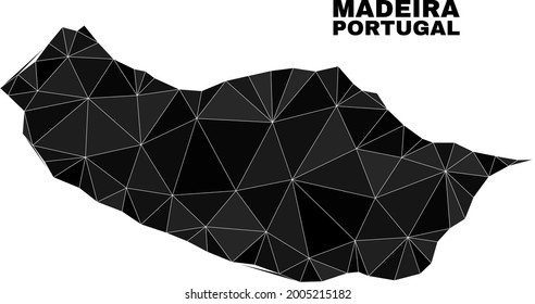 Low-poly Madeira map. Polygonal Madeira map vector combined of chaotic triangles. Triangulated Madeira map polygonal abstraction for political posters.