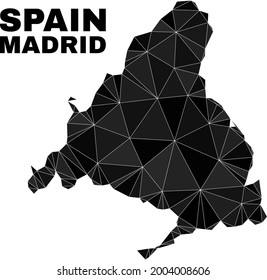 Low-poly Madrid Province map. Polygonal Madrid Province map vector designed with randomized triangles. Triangulated Madrid Province map polygonal abstraction for political illustrations.