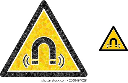 Low-poly magnet field danger icon on a white background. Flat geometric polygonal illustration based on magnet field danger icon. Polygonal magnet field danger vector designed from random triangles.