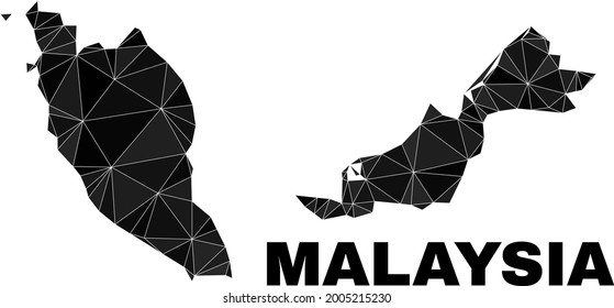 lowpoly Malaysia map. Polygonal Malaysia map vector is combined with randomized triangles. Triangulated Malaysia map polygonal collage for political templates.