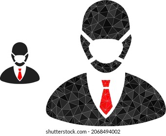 lowpoly manager mask icon on a white background. Flat geometric polygonal illustration based on manager mask icon. Polygonal manager mask vector is constructed with scattered triangles.