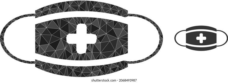 Low-poly medical mask icon on a white background. Flat geometric lowpoly illustration based on medical mask icon. Polygonal medical mask vector is constructed with scattered triangles.