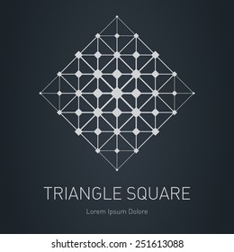 The Low-poly Mesh. Modern Stylish Logo. Design Element With Squares, Triangles And Rhombus. Vector Logotype Template. Grid Structure.