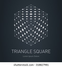 The lowpoly mesh. Modern stylish logo. Design element with squares, triangles and rhombus. Vector logotype template. Grid structure.