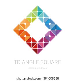 Low-poly mesh. Modern stylish logo. Design element with squares, triangles and rhombus. Vector logotype template. Grid structure.