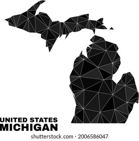 lowpoly Michigan State map. Polygonal Michigan State map vector combined of chaotic triangles. Triangulated Michigan State map polygonal model for political purposes.