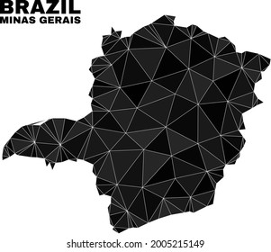 lowpoly Minas Gerais State map. Polygonal Minas Gerais State map vector designed from scattered triangles. Triangulated Minas Gerais State map polygonal abstraction for political purposes.