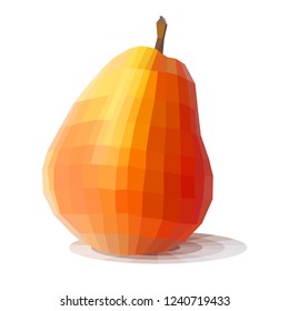 Low-poly modeling. The image of a pear isolated on white background. Vector illustration