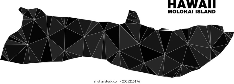 Low-poly Molokai Island map. Polygonal Molokai Island map vector filled from scattered triangles. Triangulated Molokai Island map polygonal abstraction for political posters.
