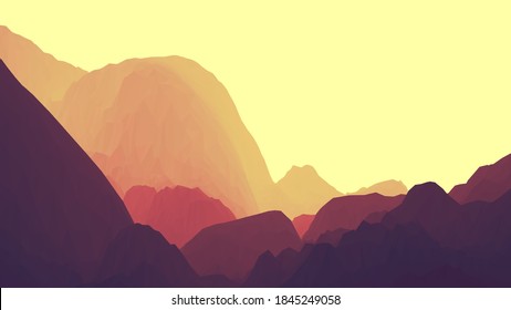 Paisaje montañoso bajo en polvos. Resumen de fondo de montaña con colores modernos de gradiente. Diseño de polos bajos. Resumen de ilustración poligonal.