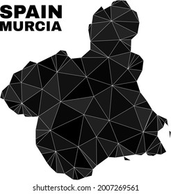 Low-poly Murcia Province map. Polygonal Murcia Province map vector is designed from chaotic triangles. Triangulated Murcia Province map polygonal collage for political purposes.