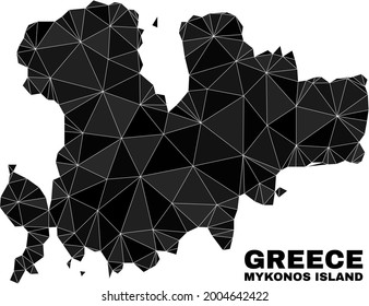 Karte der Mykonos-Inseln mit niedriger Poly. Polygonal Mykonos Island Karte Vektor kombiniert mit chaotischen Dreiecken. Die Triangulated Mykonos Island kartografiert polygonale Collage für politische Zwecke.