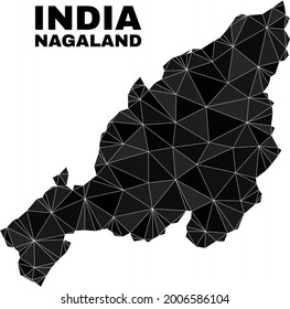 lowpoly Nagaland State map. Polygonal Nagaland State map vector is constructed from chaotic triangles. Triangulated Nagaland State map polygonal abstraction for political posters.