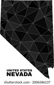 Low-poly Nevada State map. Polygonal Nevada State map vector filled from chaotic triangles. Triangulated Nevada State map polygonal collage for patriotic illustrations.