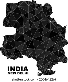 Mapa de la ciudad de Nueva Delhi. El vector de mapa poligonal de la ciudad de Nueva Delhi está diseñado con triángulos caóticos. Collage poligonal triangulado de la ciudad de Nueva Delhi para ilustraciones educativas.