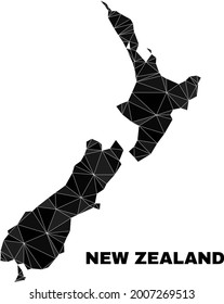 Low-poly New Zealand map. Polygonal New Zealand map vector is filled with scattered triangles. Triangulated New Zealand map polygonal abstraction for patriotic purposes.