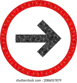Low-poly next icon illustration is combined with chaotic filled triangles. Triangle next polygonal icon vector illustration. Next icon is filled with triangles.