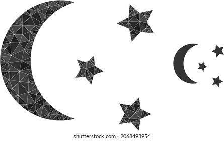 Low-poly night moon sky icon on a white background. Flat geometric polygonal illustration based on night moon sky icon. Polygonal night moon sky vector is designed of scattered triangles.