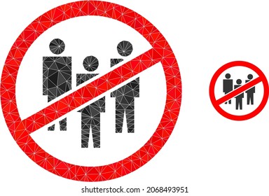 lowpoly no people crowd icon on a white background. Flat geometric lowpoly illustration based on no people crowd icon. Polygonal no people crowd vector is constructed from randomized triangles.