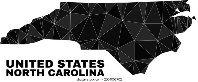 lowpoly North Carolina State map. Polygonal North Carolina State map vector is combined from scattered triangles. Triangulated North Carolina State map polygonal collage for political posters.