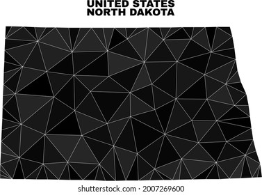 Mapa del estado de Dakota del Norte de bajo perfil. Mapa del vector del mapa del estado de Dakota del Norte, diseñado a partir de triángulos aleatorizados. Mapa triangular del modelo poligonal del estado de Dakota del Norte para ilustraciones educativas.