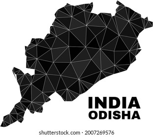 Low-poly Odisha State map. Polygonal Odisha State map vector constructed with randomized triangles. Triangulated Odisha State map polygonal collage for education templates.