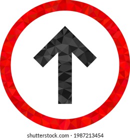 Low-poly up orientation constructed with chaotic filled triangles. Triangle up orientation polygonal icon illustration. Up Orientation icon is filled with triangles.