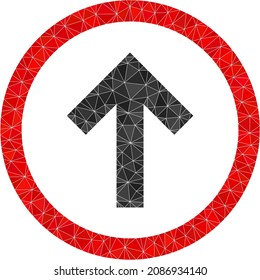 Low-poly up orientation icon illustration designed with random filled triangles. Triangulated up orientation polygonal 2d vector illustration. Up Orientation icon is filled with triangles.