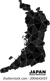 mapa de la prefectura de Osaka. El vector del mapa de la prefectura de Osaka poligonal se combina con triángulos caóticos. Mapa poligonal de mapa de la prefectura de Osaka triangulada para ilustraciones políticas.