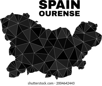 lowpoly Ourense Province map. Polygonal Ourense Province map vector is constructed from random triangles. Triangulated Ourense Province map polygonal abstraction for education templates.