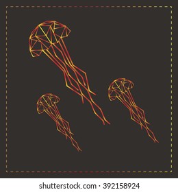 Low-poly outlined jellyfishes