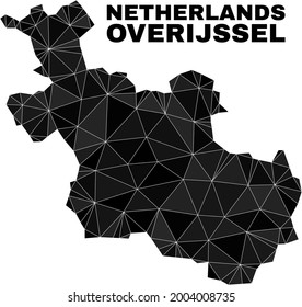lowpoly Overijssel Province map. Polygonal Overijssel Province map vector is combined with scattered triangles. Triangulated Overijssel Province map polygonal model for political purposes.