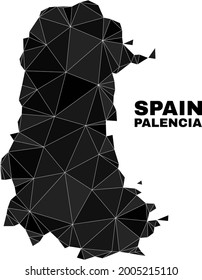 Low-poly Palencia Province map. Polygonal Palencia Province map vector is combined of chaotic triangles. Triangulated Palencia Province map polygonal model for education purposes.