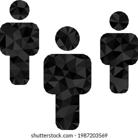 Low-poly people constructed of chaotic filled triangles. Triangle people polygonal symbol illustration. People icon is filled with triangles.